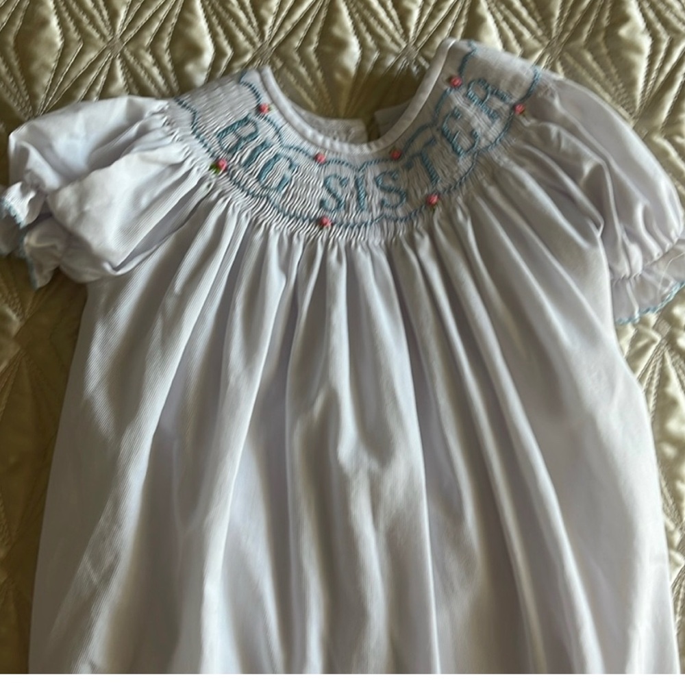 Smocked big sister dress. 3T. Worn twice for photo.